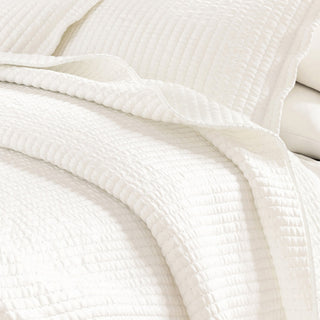 Detailed Channel Stitch Microfiber All-Season Quilt Set With Shams
