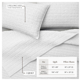 100% Cotton Garment Washed Honeycomb Waffle Quilt and Sham Set