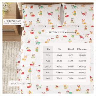 Turkish Cotton Christmas-Theme Flannel Sheet Set