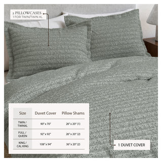 100% Cotton Honeycomb Waffle 3-Piece Duvet Cover Set