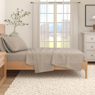 Cotton Blend Heathered Solid Flannel Sheet Set