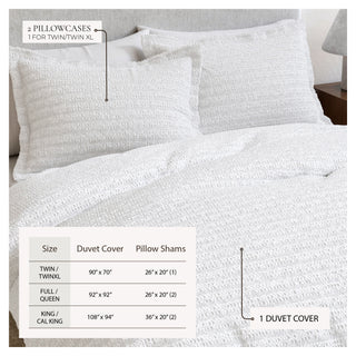 100% Cotton Honeycomb Waffle 3-Piece Duvet Cover Set