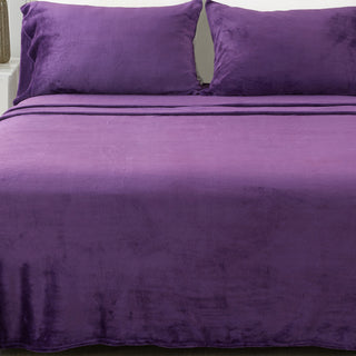 4-Piece Solid Jewel-Toned Plush Sheet - Velvet Luxe Collection