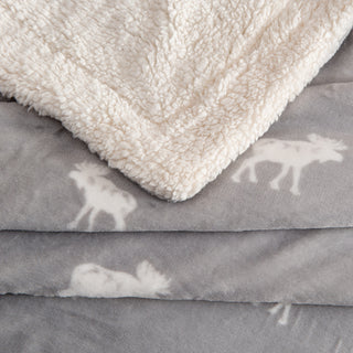 Cozy Plush Velvet & Sherpa Reversible Throw Blanket