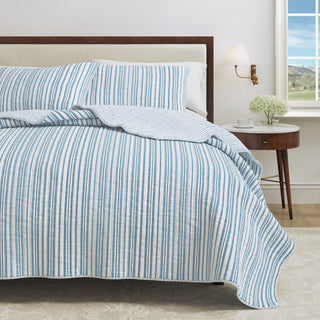 Watercolor Striped Quilt Set With Shams