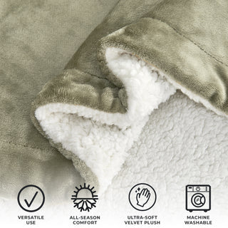 Cozy Plush Velvet & Sherpa Reversible Throw Blanket