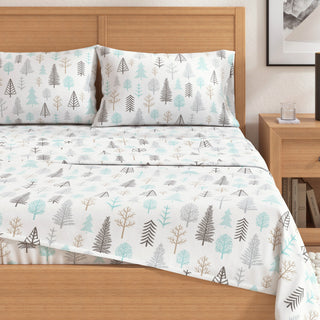 Premium Turkish Cotton Nature Printed Flannel Sheet Set