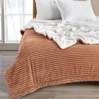 Luxurious Ribbed Textured Reversible Throw Blanket