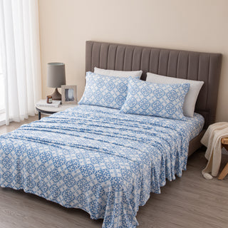 4-Piece Printed Plush Sheet - Velvet Luxe-Lattice Collection