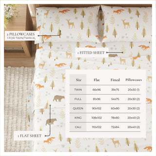 Premium Turkish Cotton Lodge Printed Flannel Sheet Set