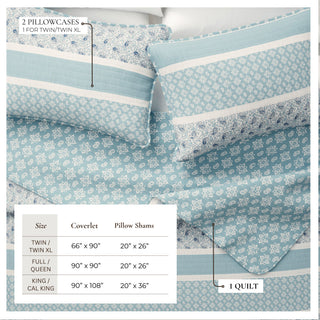 Reversible Striped Quilt Set with Shams