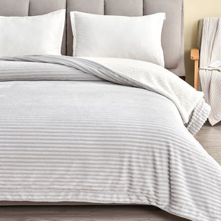 Luxurious Ribbed Textured Reversible Throw Blanket