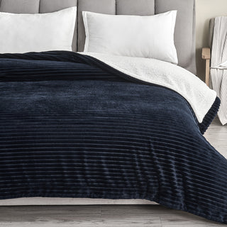 Luxurious Ribbed Textured Reversible Throw Blanket