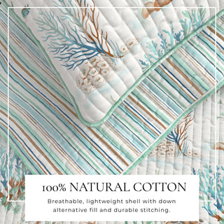 Reversible Coastal Cotton Quilt Set (2- or 3-Piece)