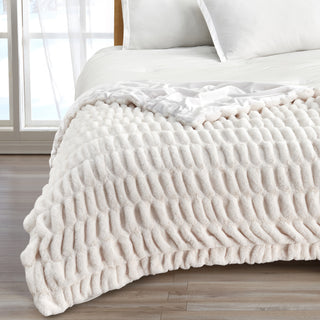 Faux Fur Reversible Throw Blanket, 50" x 60"