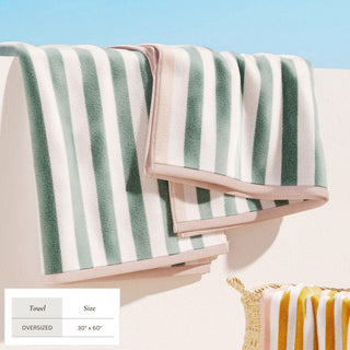 100% Cotton Stripe Border Oversized Beach Towel
