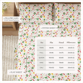 Turkish Cotton Christmas-Theme Flannel Sheet Set