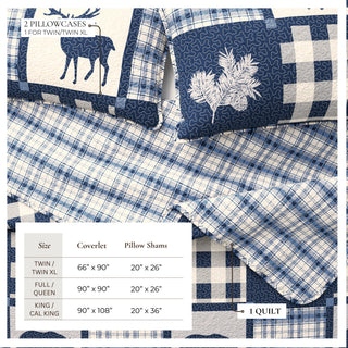 Lodge Plaid Patchwork Reversible Quilt Set With Shams