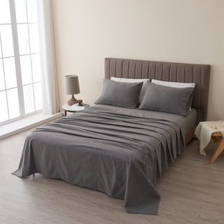 4 Piece Heathered Solid Flannel Sheet Sets - Anders Collection