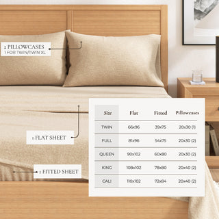 Cotton Blend Heathered Solid Flannel Sheet Set