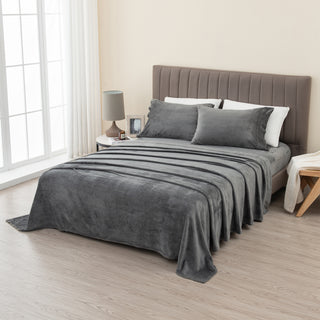 4-Piece Solid Plush Sheet - Velvet Luxe Collection