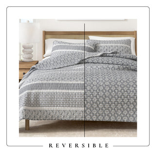 Reversible Striped Quilt Set with Shams