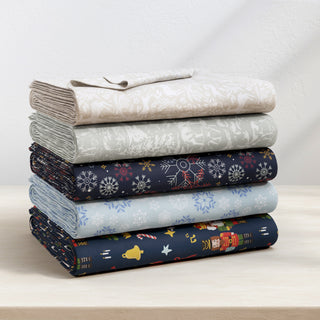 Premium Turkish Cotton Holiday Printed Flannel Sheet Set