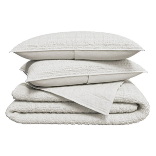 100% Cotton Garment Washed Honeycomb Waffle Quilt and Sham Set