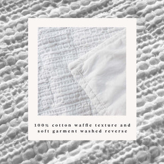 100% Cotton Garment Washed Honeycomb Waffle Quilt and Sham Set