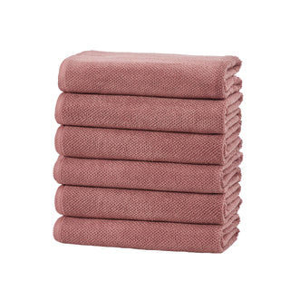 6 Pack Cotton Textured Hand Towels - Acacia Collection