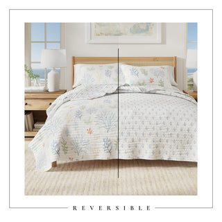 Pastel Coastal Microfiber Reversible Quilt Set