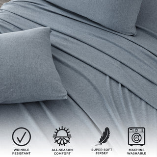 Ultra-Soft Cotton Heathered Melange Jersey Knit Sheet Set