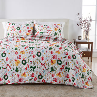 Christmas Printed Quilt Set with Shams