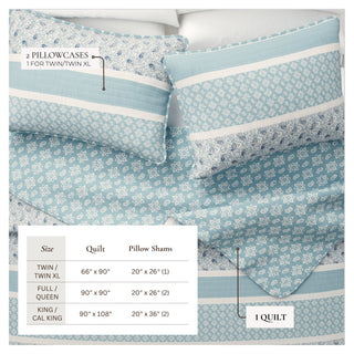 Stripe & Paisley Microfiber Reversible Quilt Set With Shams