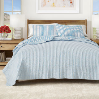 Watercolor Striped Quilt Set With Shams