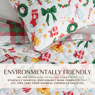 Cheerful Colorful Christmas Quilt Set