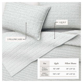 100% Cotton Garment Washed Honeycomb Waffle Quilt and Sham Set