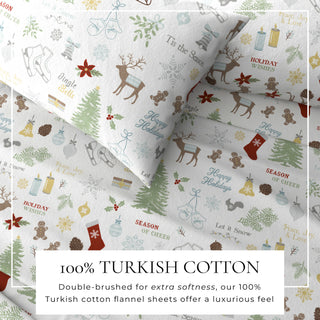 Premium Turkish Cotton Lodge-Theme Flannel Sheet Set
