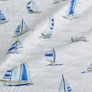 Coastal Blue Sailboat Quilt Set - Marzano Collection