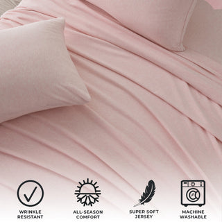 Ultra-Soft Cotton Heathered Melange Jersey Knit Sheet Set