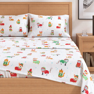 Turkish Cotton Christmas-Theme Flannel Sheet Set