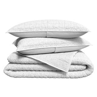 100% Cotton Garment Washed Honeycomb Waffle Quilt and Sham Set