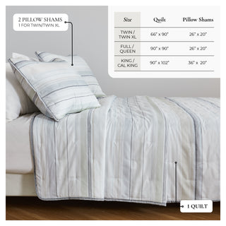 Dot Stitched Quilt Set With Shams