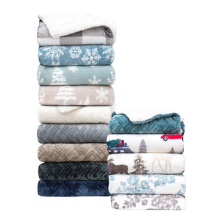 Velvet Plush Fleece Reversible Sherpa Warm and Cozy Blanket