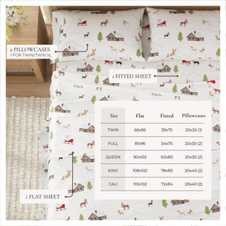 Turkish Cotton Christmas-Theme Flannel Sheet Set