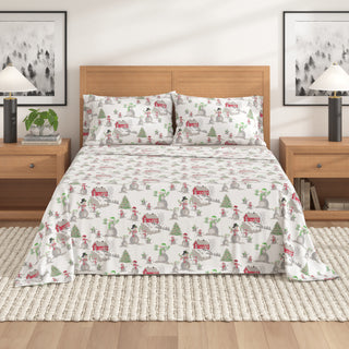 Premium Turkish Cotton Lodge Printed Flannel Sheet Set