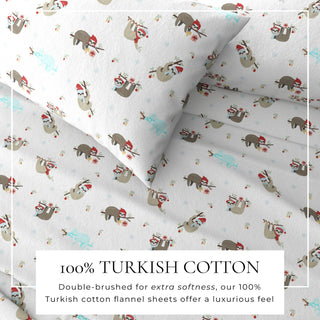 Turkish Cotton Christmas-Theme Flannel Sheet Set