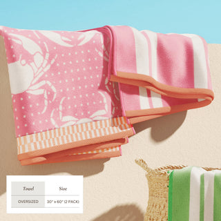 2 Pack 100% Cotton Printed Beach Towel