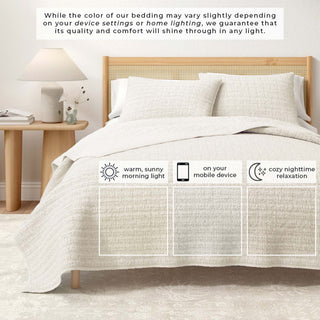 100% Cotton Garment Washed Honeycomb Waffle Quilt and Sham Set