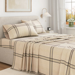100% Turkish Cotton Plaid Flannel Sheet Sets